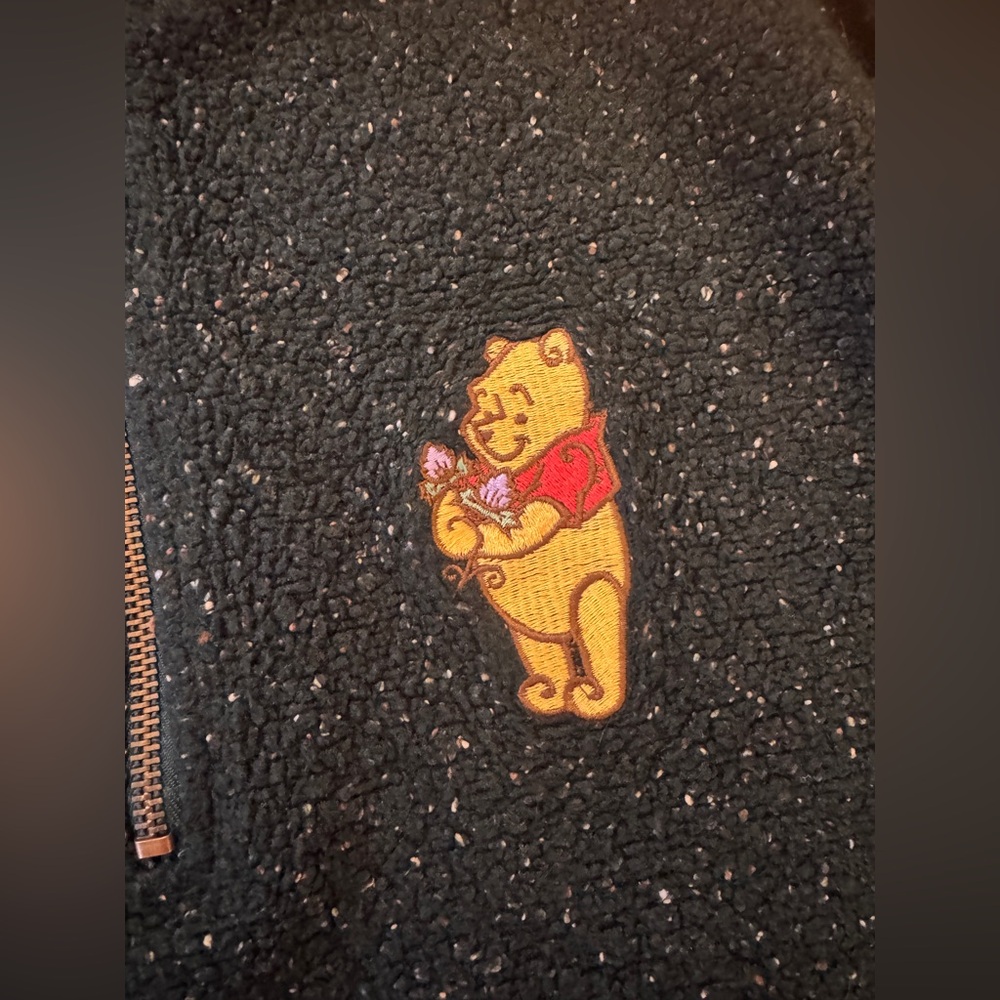 90s Vintage Pooh Bear Green Quarter Zip Sweater Sz M - Picture 4 of 7